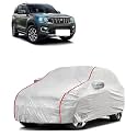 Car Bady Cover Waterproof Compatible with Mahindra Scorpio N |Triple Stitched |Fully Elastic Ultra |Mirror Pocket | Heavy Buckle | Silver &amp; Red Piping (Silver &amp; Red)