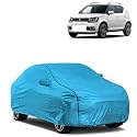 Car Bady Cover Waterproof Compatible with Maruti Ignis |Triple Stitched |Fully Elastic Ultra |Mirror Pocket | Heavy Buckle | MTL Blue &amp; Black Piping (Blue &amp; Black)