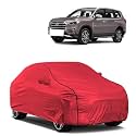 Car Bady Cover Waterproof Compatible with MG Gloster |Triple Stitched |Fully Elastic Ultra |Mirror Pocket | Heavy Buckle | MTH Red &amp; Black Piping (Red &amp; Black)
