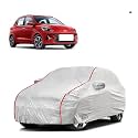 Car Bady Cover Waterproof Compatible with Hyundai Grand i10 |Triple Stitched |Fully Elastic Ultra |Mirror Pocket | Heavy Buckle | Silver &amp; Red Piping (Silver &amp; Red)