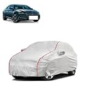 Car Bady Cover Waterproof Compatible with Skoda Superb |Triple Stitched |Fully Elastic Ultra |Mirror Pocket | Heavy Buckle | Silver &amp; Red Piping (Silver &amp; Red)
