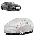 Car Bady Cover Waterproof Compatible with Toyota Camry |Triple Stitched |Fully Elastic Ultra |Mirror Pocket | Heavy Buckle | Silver &amp; Red Piping (Silver &amp; Red)