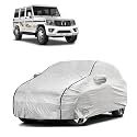 Car Bady Cover Waterproof Compatible with Mahindra Bolero Neo |Triple Stitched |Fully Elastic Ultra |Mirror Pocket | Heavy Buckle | Silver &amp; Black Piping (Silver &amp; Black)