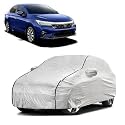 Car Bady Cover Waterproof Compatible with Honda New City |Triple Stitched |Fully Elastic Ultra |Mirror Pocket | Heavy Buckle | Silver &amp; Black Piping (Silver &amp; Black)