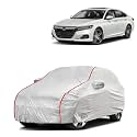 Car Bady Cover Waterproof Compatible with Honda New Accord |Triple Stitched |Fully Elastic Ultra |Mirror Pocket | Heavy Buckle | Silver &amp; Red Piping (Silver &amp; Red)