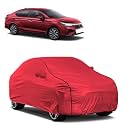 Car Bady Cover Waterproof Compatible with Honda City i-VTEC |Triple Stitched |Fully Elastic Ultra |Mirror Pocket | Heavy Buckle | MTH Red &amp; Black Piping (Red &amp; Black)