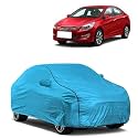 Car Bady Cover Waterproof Compatible with Hyundai Fluidic Verna |Triple Stitched |Fully Elastic Ultra |Mirror Pocket | Heavy Buckle | MTL Blue &amp; Black Piping (Blue &amp; Black)