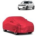 Car Bady Cover Waterproof Compatible with Maruti Ignis |Triple Stitched |Fully Elastic Ultra |Mirror Pocket | Heavy Buckle | MTH Red &amp; Black Piping (Red &amp; Black)