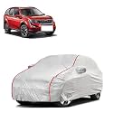 Car Bady Cover Waterproof Compatible with Mahindra XUV 500 2020 |Triple Stitched |Fully Elastic Ultra |Mirror Pocket | Heavy Buckle | Silver &amp; Red Piping (Silver &amp; Red)