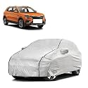 Car Bady Cover Waterproof Compatible with Skoda Kushaq |Triple Stitched |Fully Elastic Ultra |Mirror Pocket | Heavy Buckle | Silver &amp; Black Piping (Silver &amp; Black)
