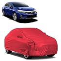 Car Bady Cover Waterproof Compatible with Honda New City |Triple Stitched |Fully Elastic Ultra |Mirror Pocket | Heavy Buckle | MTH Red &amp; Black Piping (Red &amp; Black)