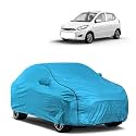 Car Bady Cover Waterproof Compatible with Hyundai i10 |Triple Stitched |Fully Elastic Ultra |Mirror Pocket | Heavy Buckle | MTL Blue &amp; Black Piping (Blue &amp; Black)
