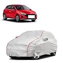 Car Bady Cover Waterproof Compatible with Hyundai Elite i20 |Triple Stitched |Fully Elastic Ultra |Mirror Pocket | Heavy Buckle | Silver &amp; Red Piping (Silver &amp; Red)