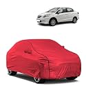 Car Bady Cover Waterproof Compatible with Honda Old Amaze |Triple Stitched |Fully Elastic Ultra |Mirror Pocket | Heavy Buckle | MTH Red &amp; Black Piping (Red &amp; Black)
