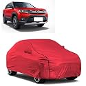 Car Bady Cover Waterproof Compatible with Maruti Brezza 2023 |Triple Stitched |Fully Elastic Ultra |Mirror Pocket | Heavy Buckle | MTH Red &amp; Black Piping (Red &amp; Black)