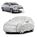 Car Bady Cover Waterproof Compatible with Maruti Ciaz |Triple Stitched |Fully Elastic Ultra |Mirror Pocket | Heavy Buckle | Silver &amp; Black Piping (Silver &amp; Black)