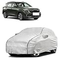 Car Bady Cover Waterproof Compatible with Kia Sonet |Triple Stitched |Fully Elastic Ultra |Mirror Pocket | Heavy Buckle | Silver &amp; Black Piping (Silver &amp; Black)