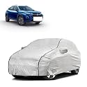 Car Bady Cover Waterproof Compatible with Maruti Fronx |Triple Stitched |Fully Elastic Ultra |Mirror Pocket | Heavy Buckle | Silver &amp; Black Piping (Silver &amp; Black)