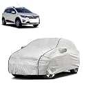 Car Bady Cover Waterproof Compatible with Renault Triber |Triple Stitched |Fully Elastic Ultra |Mirror Pocket | Heavy Buckle | Silver &amp; Black Piping (Silver &amp; Black)