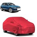Car Bady Cover Waterproof Compatible with Volkswagen Tiguan |Triple Stitched |Fully Elastic Ultra |Mirror Pocket | Heavy Buckle | MTH Red &amp; Black Piping (Red &amp; Black)