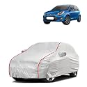 Car Bady Cover Waterproof Compatible with Ford |Triple Stitched |Fully Elastic Ultra |Mirror Pocket | Heavy Buckle | Silver &amp; Red Piping (Silver &amp; Red)