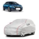 Car Bady Cover Waterproof Compatible with Skoda Octavia |Triple Stitched |Fully Elastic Ultra |Mirror Pocket | Heavy Buckle | Silver &amp; Red Piping (Silver &amp; Red)