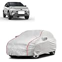 Car Bady Cover Waterproof Compatible with Tata Nexon EV |Triple Stitched |Fully Elastic Ultra |Mirror Pocket | Heavy Buckle | Silver &amp; Red Piping (Silver &amp; Red)