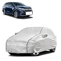Car Bady Cover Waterproof Compatible with Maruti Suzuki Invicto |Triple Stitched |Fully Elastic Ultra |Mirror Pocket | Heavy Buckle | Silver &amp; Black Piping (Silver &amp; Black)