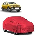 Car Bady Cover Waterproof Compatible with Volkswagen Taigun |Triple Stitched |Fully Elastic Ultra |Mirror Pocket | Heavy Buckle | MTH Red &amp; Black Piping (Red &amp; Black)