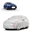 Car Bady Cover Waterproof Compatible with Honda City ZX |Triple Stitched |Fully Elastic Ultra |Mirror Pocket | Heavy Buckle | Silver &amp; Red Piping (Silver &amp; Red)