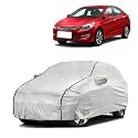 Car Bady Cover Waterproof Compatible with Hyundai Fluidic Verna |Triple Stitched |Fully Elastic Ultra |Mirror Pocket | Heavy Buckle | Silver &amp; Black Piping (Silver &amp; Black)