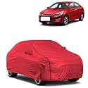 Car Bady Cover Waterproof Compatible with Hyundai Verna 2023 |Triple Stitched |Fully Elastic Ultra |Mirror Pocket | Heavy Buckle | MTH Red &amp; Black Piping (Red &amp; Black)