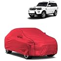 Car Bady Cover Waterproof Compatible with Mahindra Scorpio Classic |Triple Stitched |Fully Elastic Ultra |Mirror Pocket | Heavy Buckle | MTH Red &amp; Black Piping (Red &amp; Black)