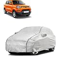 Car Bady Cover Waterproof Compatible with Maruti S-Presso |Triple Stitched |Fully Elastic Ultra |Mirror Pocket | Heavy Buckle | Silver &amp; Black Piping (Silver &amp; Black)
