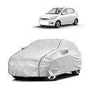 Car Bady Cover Waterproof Compatible with Hyundai i10 |Triple Stitched |Fully Elastic Ultra |Mirror Pocket | Heavy Buckle | Silver &amp; Black Piping (Silver &amp; Black)