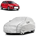 Car Bady Cover Waterproof Compatible with Hyundai i20 |Triple Stitched |Fully Elastic Ultra |Mirror Pocket | Heavy Buckle | Silver &amp; Black Piping (Silver &amp; Black)