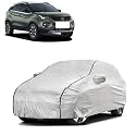 Car Bady Cover Waterproof Compatible with Tata Nexon |Triple Stitched |Fully Elastic Ultra |Mirror Pocket | Heavy Buckle | Silver &amp; Black Piping (Silver &amp; Black)