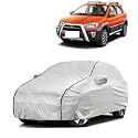 Car Bady Cover Waterproof Compatible with Toyota Etios Cross |Triple Stitched |Fully Elastic Ultra |Mirror Pocket | Heavy Buckle | Silver &amp; Black Piping (Silver &amp; Black)