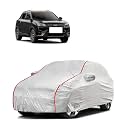Car Bady Cover Waterproof Compatible with Mahindra XUV 500 |Triple Stitched |Fully Elastic Ultra |Mirror Pocket | Heavy Buckle | Silver &amp; Red Piping (Silver &amp; Red)