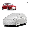 Car Bady Cover Waterproof Compatible with Hyundai Grand i10 |Triple Stitched |Fully Elastic Ultra |Mirror Pocket | Heavy Buckle | Silver &amp; Black Piping (Silver &amp; Black)