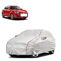 Car Bady Cover Waterproof Compatible with Maruti Swift VXI |Triple Stitched |Fully Elastic Ultra |Mirror Pocket | Heavy Buckle | Silver &amp; Red Piping (Silver &amp; Red)