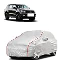 Car Bady Cover Waterproof Compatible with Ford Old Endeavour |Triple Stitched |Fully Elastic Ultra |Mirror Pocket | Heavy Buckle | Silver &amp; Red Piping (Silver &amp; Red)