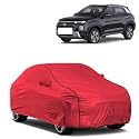Car Bady Cover Waterproof Compatible with Hyundai Creta 2024 |Triple Stitched |Fully Elastic Ultra |Mirror Pocket | Heavy Buckle | MTH Red &amp; Black Piping (Red &amp; Black)