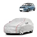 Car Bady Cover Waterproof Compatible with Tata Tiago EV |Triple Stitched |Fully Elastic Ultra |Mirror Pocket | Heavy Buckle | Silver &amp; Red Piping (Silver &amp; Red)