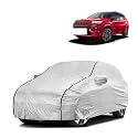 Car Bady Cover Waterproof Compatible with Kia Carens |Triple Stitched |Fully Elastic Ultra |Mirror Pocket | Heavy Buckle | Silver &amp; Black Piping (Silver &amp; Black)