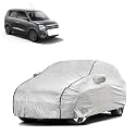 Car Bady Cover Waterproof Compatible with Maruti WagonR 2023 |Triple Stitched |Fully Elastic Ultra |Mirror Pocket | Heavy Buckle | Silver &amp; Black Piping (Silver &amp; Black)