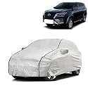 Car Bady Cover Waterproof Compatible with Toyota New Fortuner |Triple Stitched |Fully Elastic Ultra |Mirror Pocket | Heavy Buckle | Silver &amp; Black Piping (Silver &amp; Black)