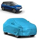 Car Bady Cover Waterproof Compatible with Maruti Brezza |Triple Stitched |Fully Elastic Ultra |Mirror Pocket | Heavy Buckle | MTL Blue &amp; Black Piping (Blue &amp; Black)