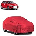 Car Bady Cover Waterproof Compatible with Hyundai i20 |Triple Stitched |Fully Elastic Ultra |Mirror Pocket | Heavy Buckle | MTH Red &amp; Black Piping (Red &amp; Black)