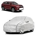 Car Bady Cover Waterproof Compatible with Toyota Urban Cruiser Hyryder |Triple Stitched |Fully Elastic Ultra |Mirror Pocket | Heavy Buckle | Silver &amp; Black Piping (Silver &amp; Black)